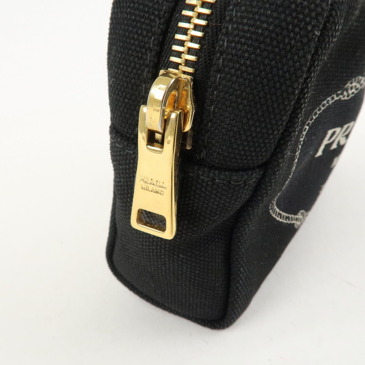 PRADA Canvas Pouch Cosmetic Pouch Black  d