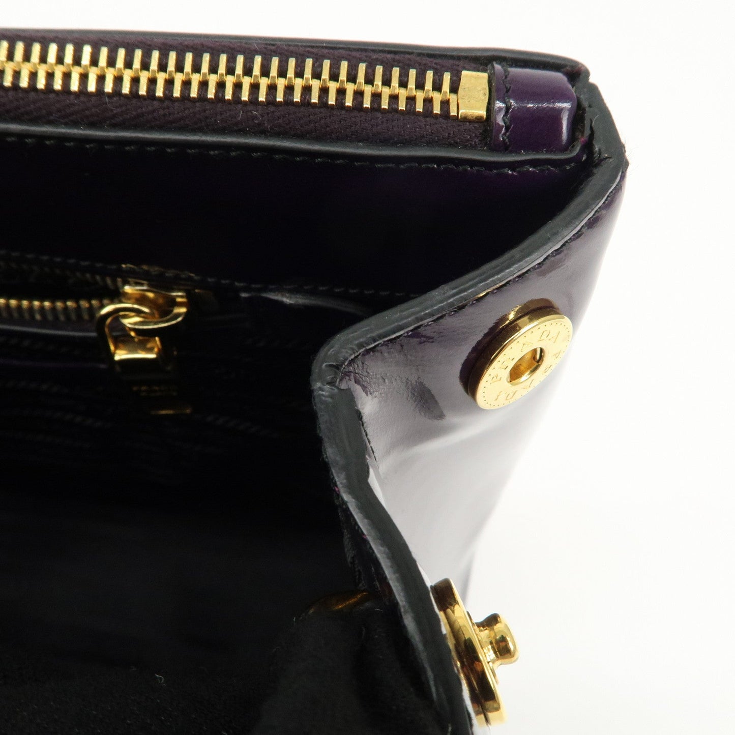PRADA Patent Leather 2Way Shoulder Bag Flower Motif B2274F  d