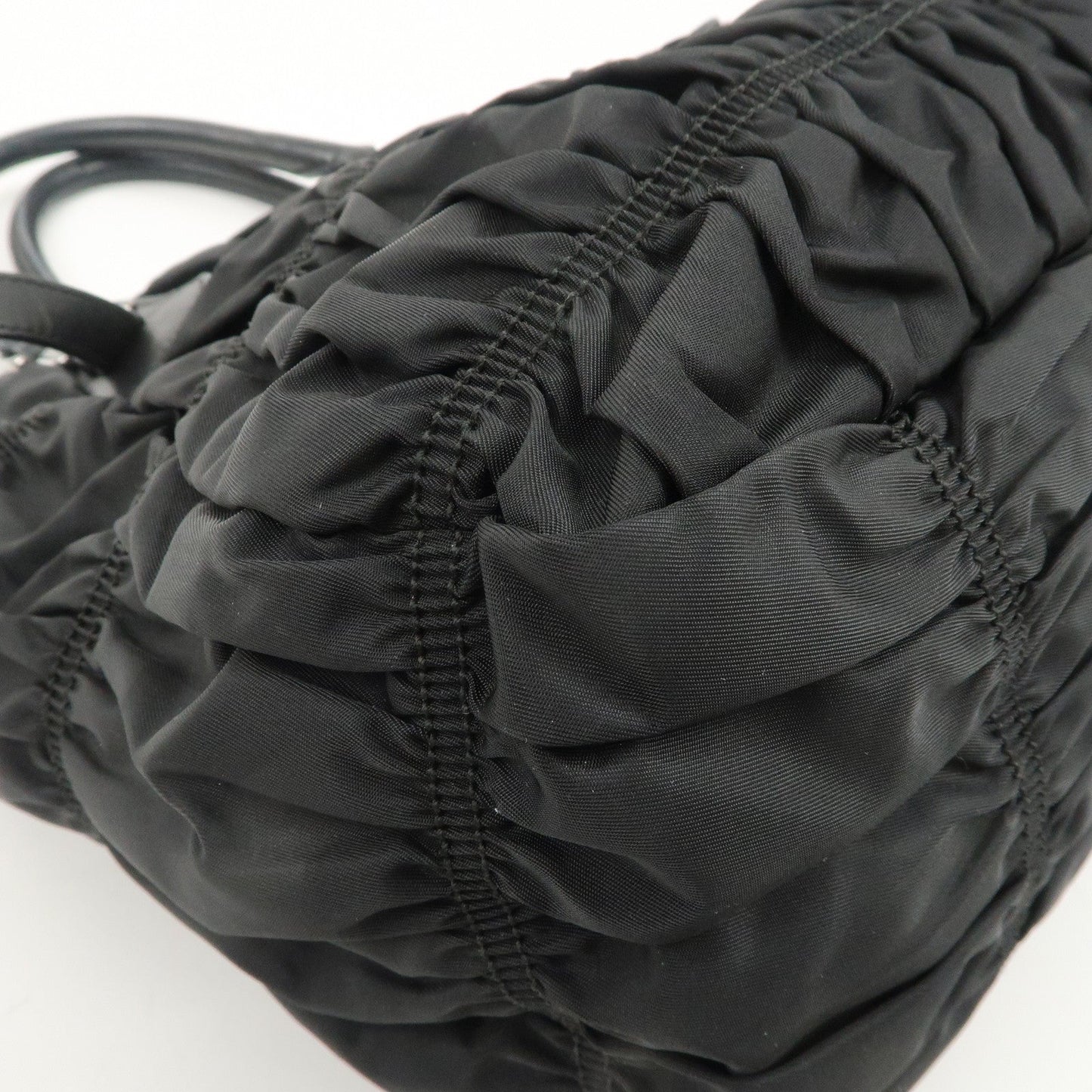 PRADA Logo Nylon Leather Gathered Shoulder Bag BN1616  d