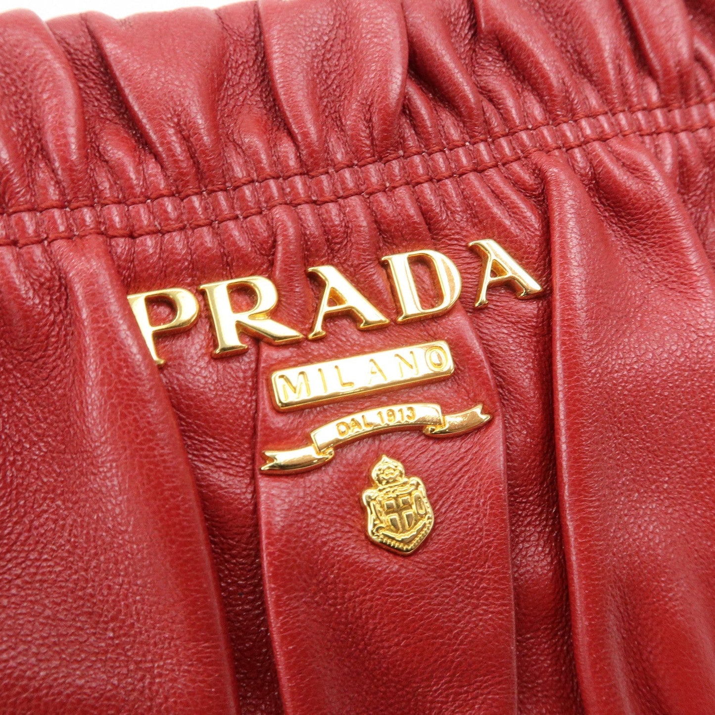 PRADA Leather Clutch Bag Red  d