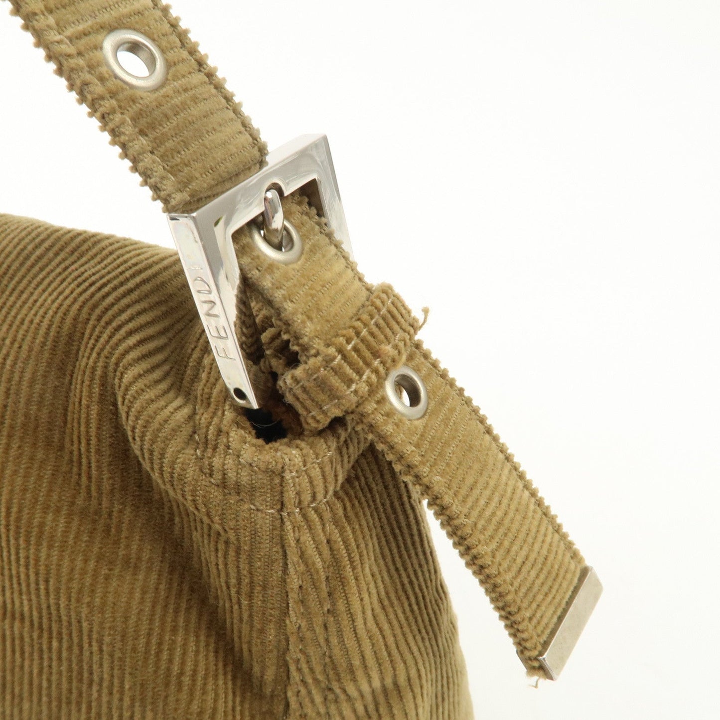 FENDI Mamma Baguette Corduroy Shoulder Bag Khaki 26325  d