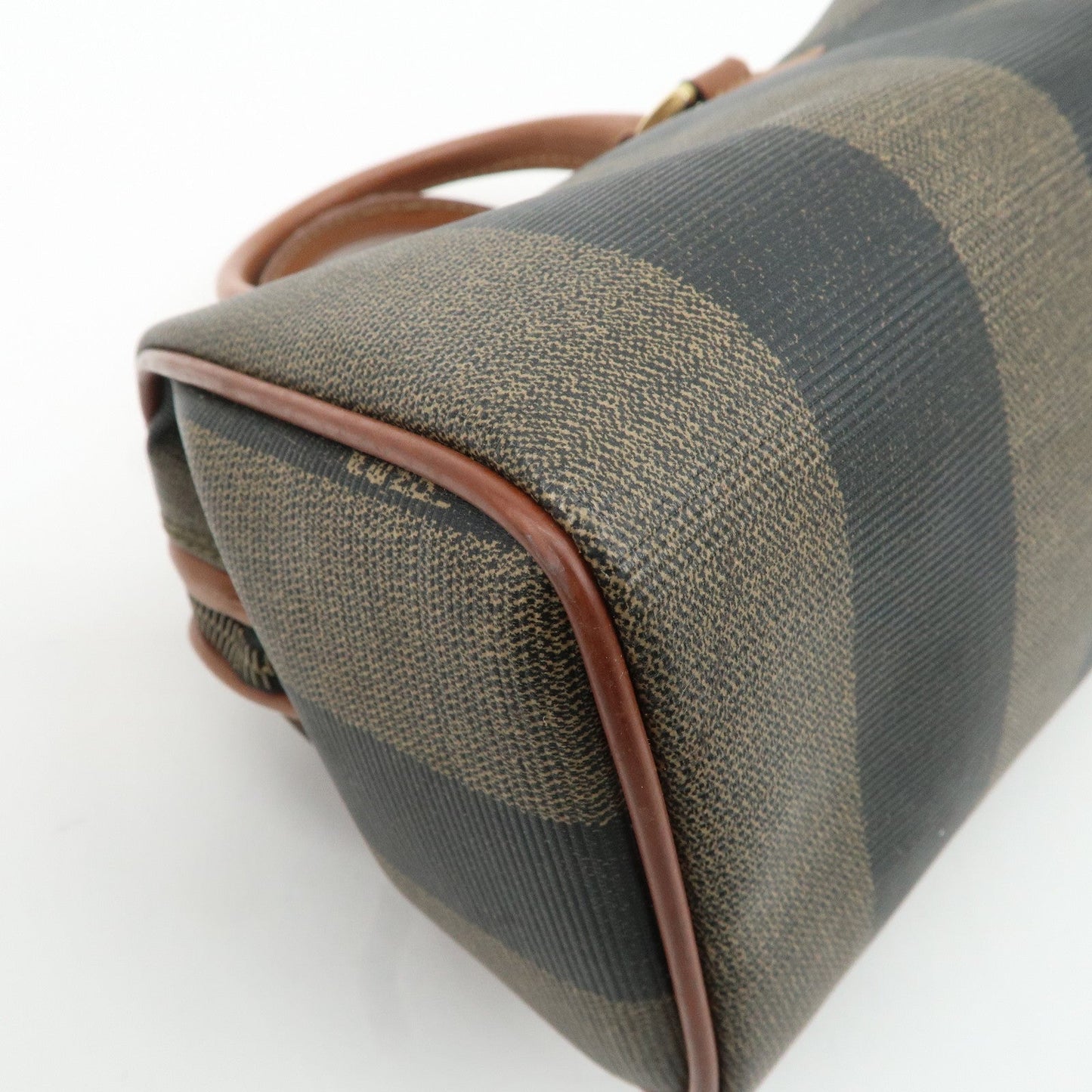 FENDI Pequin PVC Leather Hand Bag Brown Black 259021  d