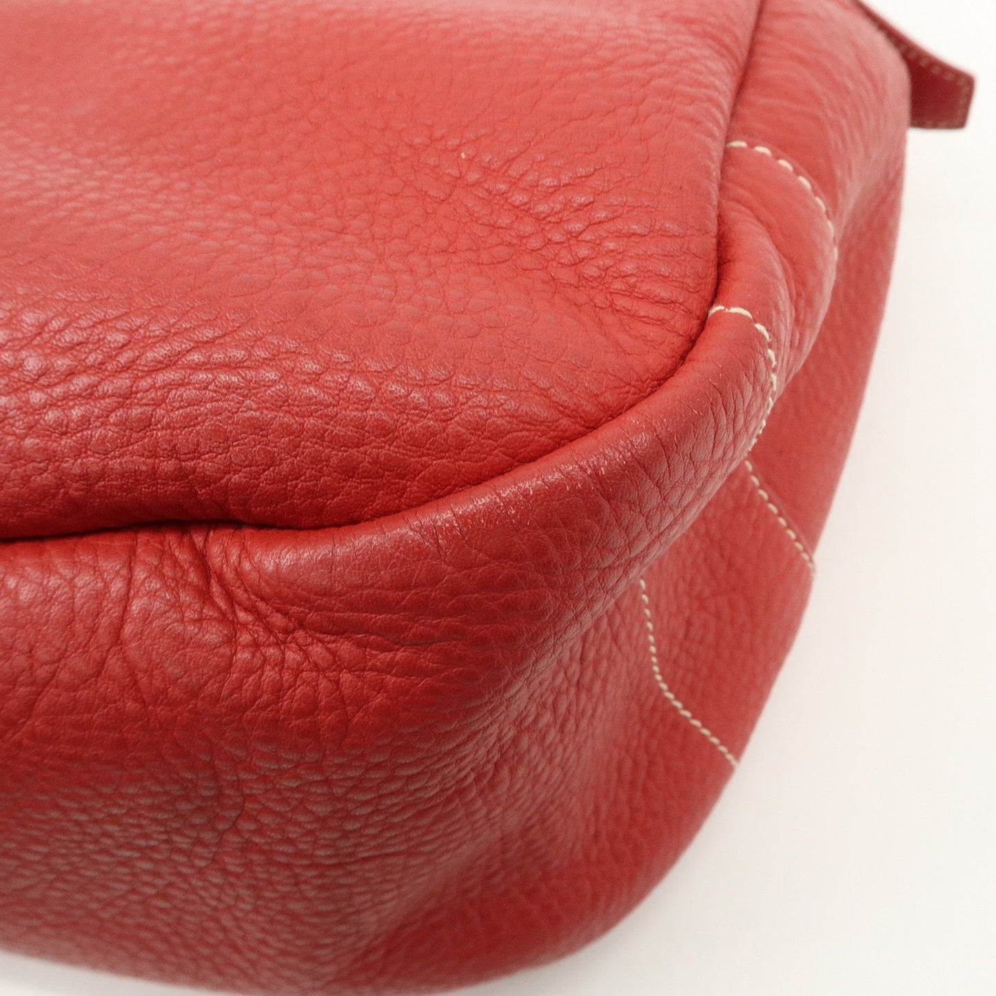 PRADA Logo Leather Shoulder Bag Hand Bag Red BR4373  d