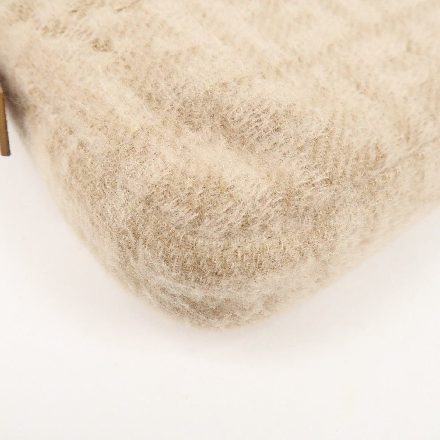 FENDI Mamma Baguette Zucca Wool Leather Shoulder Bag Beige 26424  d