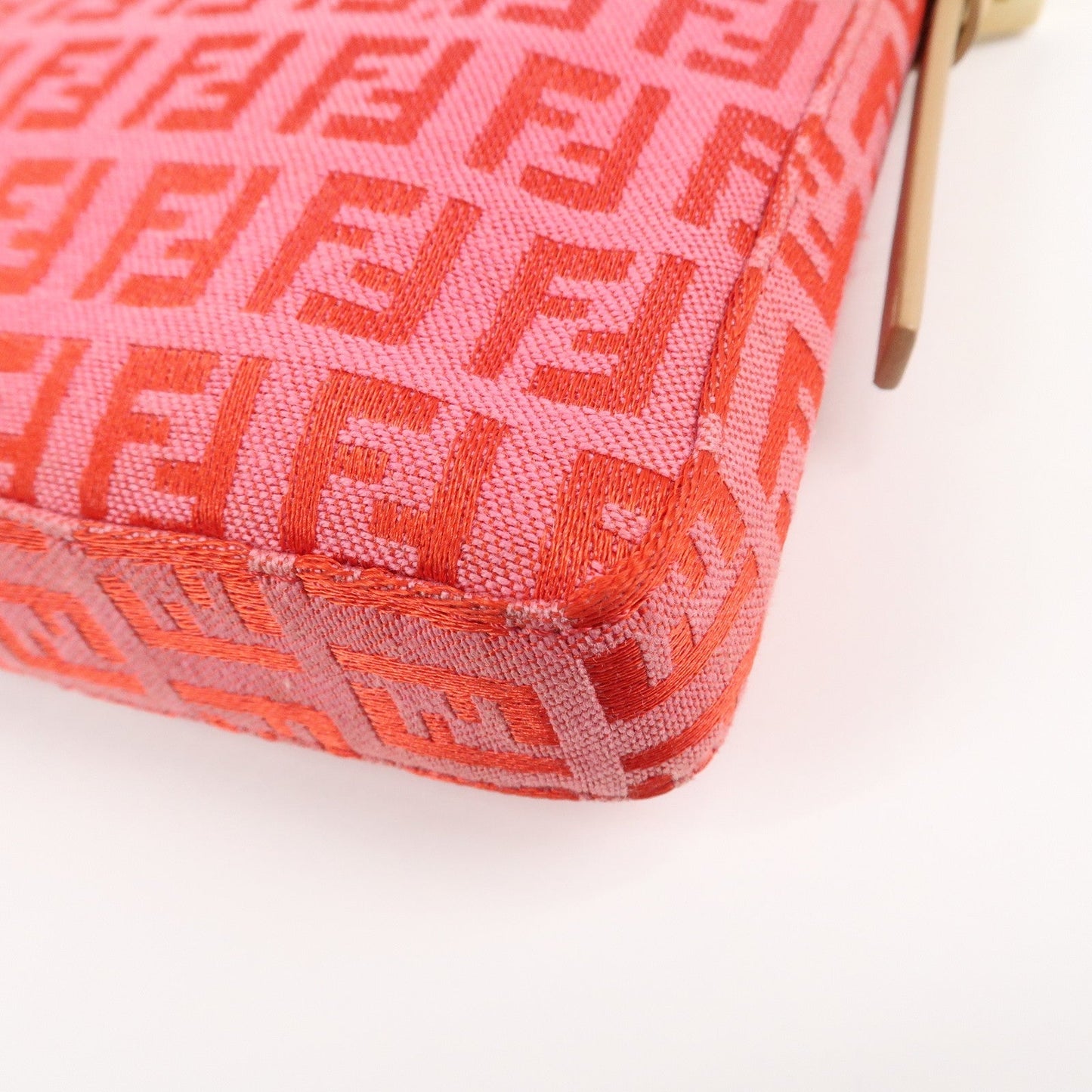 FENDI Mini Mamma Baguette Zucchino Canvas Leather Hand Bag  d
