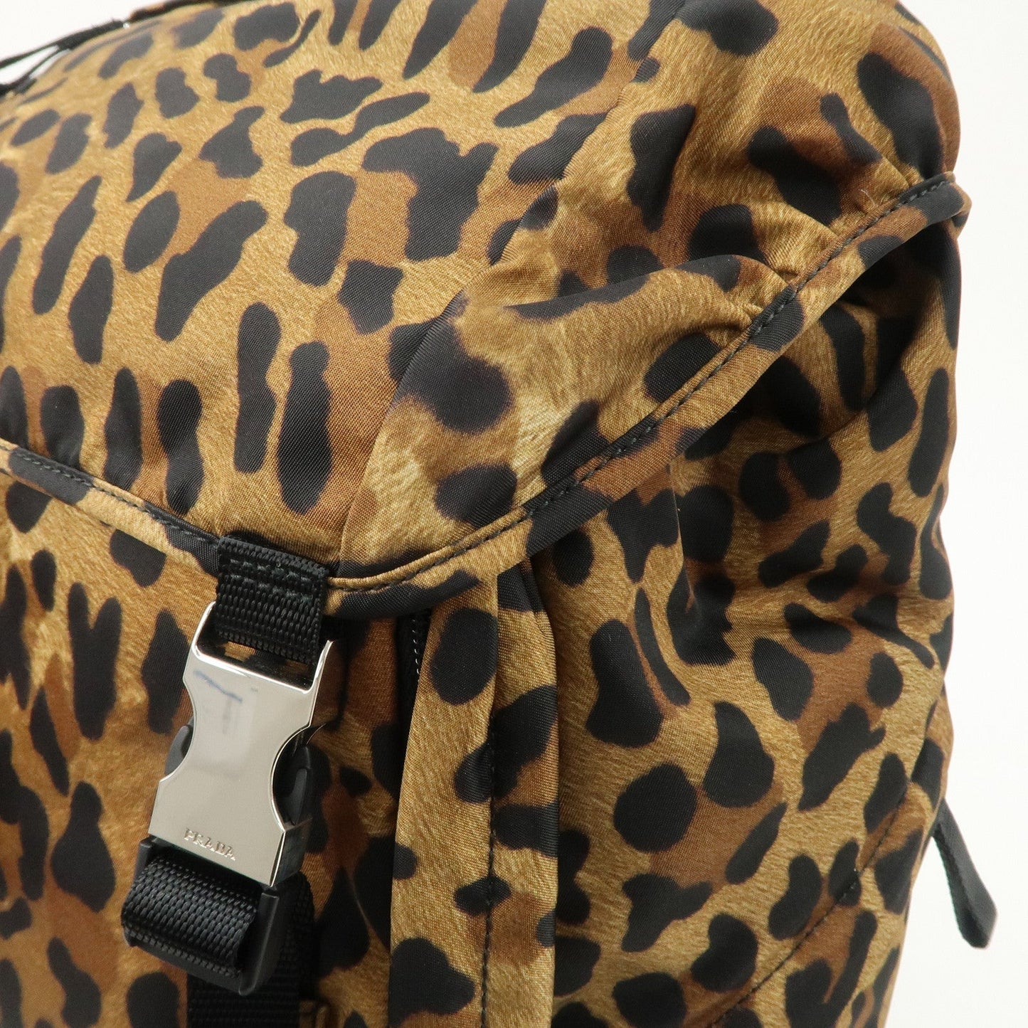 PRADA Nylon Leopard Print Back Pack Brown Black 2VZ062  d