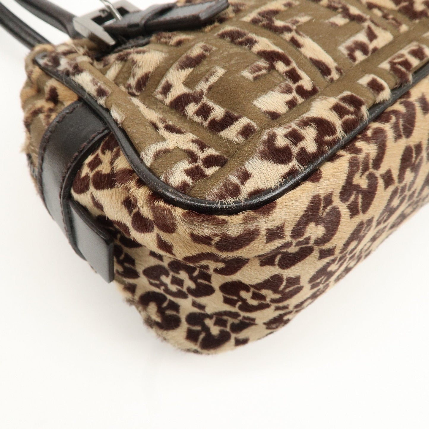 FENDI FF Unborn Calf Leather Mini Boston Bag Hand Bag 8BN004  d