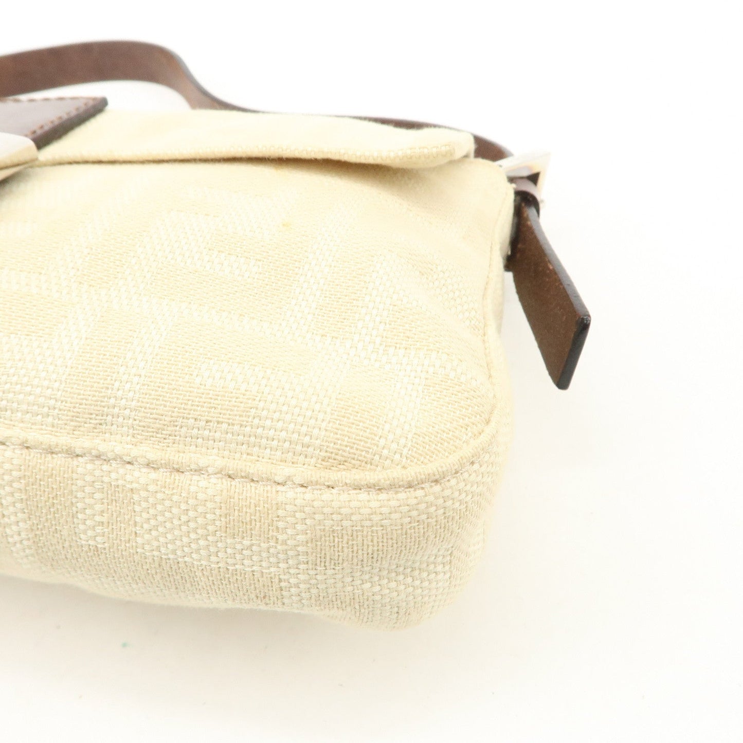 FENDI Zucca Mamma Baguette Canvas Shoulder Bag Beige White 26424  d