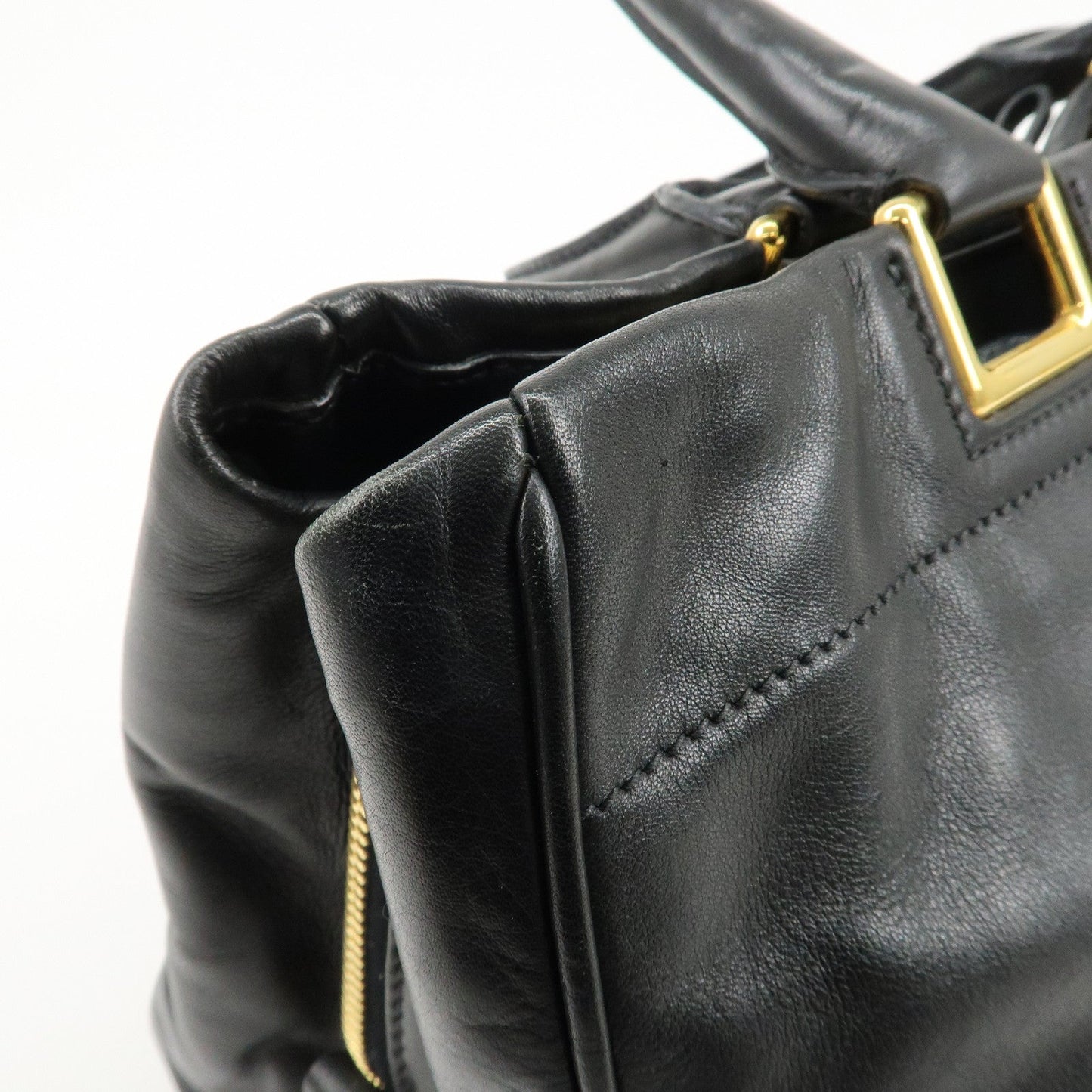 PRADA Leather Ribbon 2way Bag Hand Bag Black BN2244  d