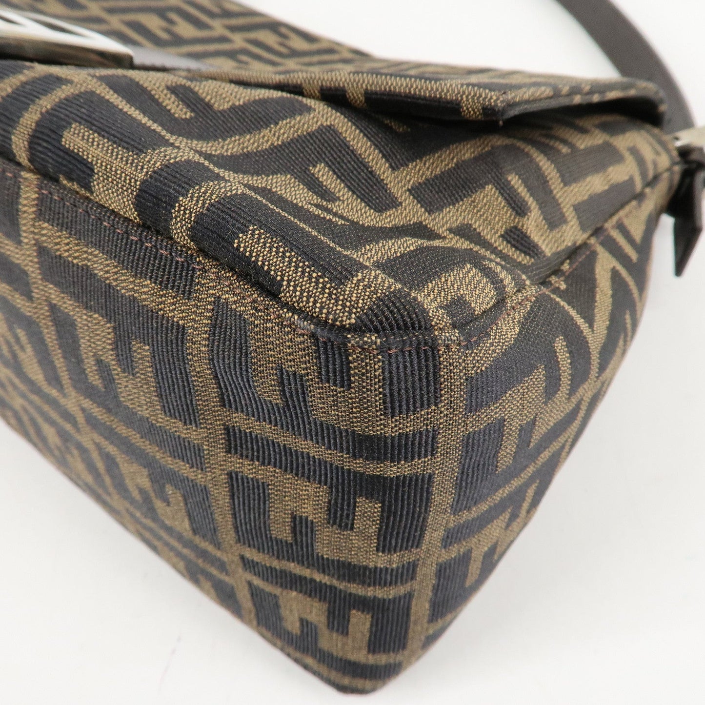 FENDI Mamma Baguette Zucca Canvas Leather Shoulder Bag 26325  d