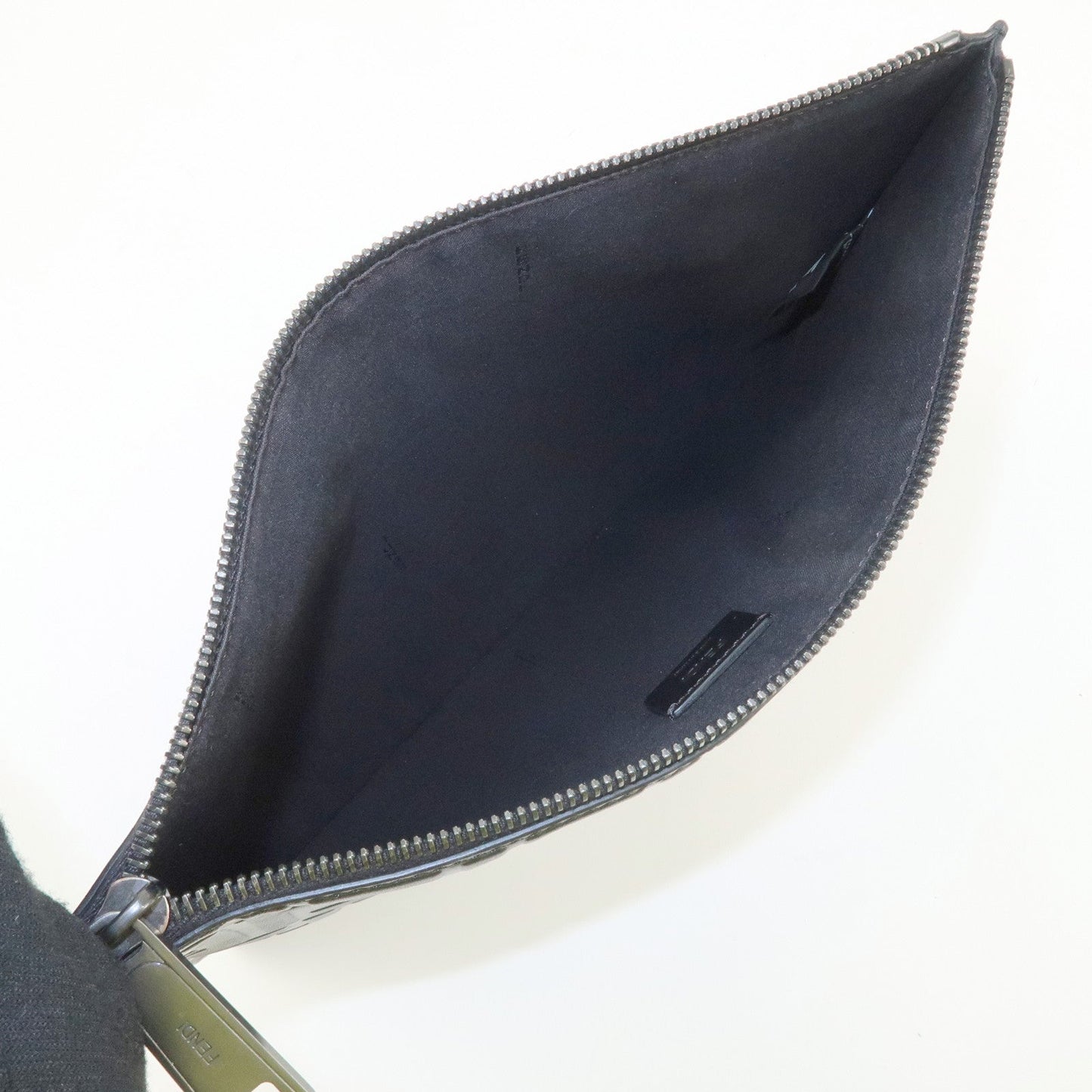 FENDI Zucca Leather Clutch Bag Hand Bag  Black 7N0078  d