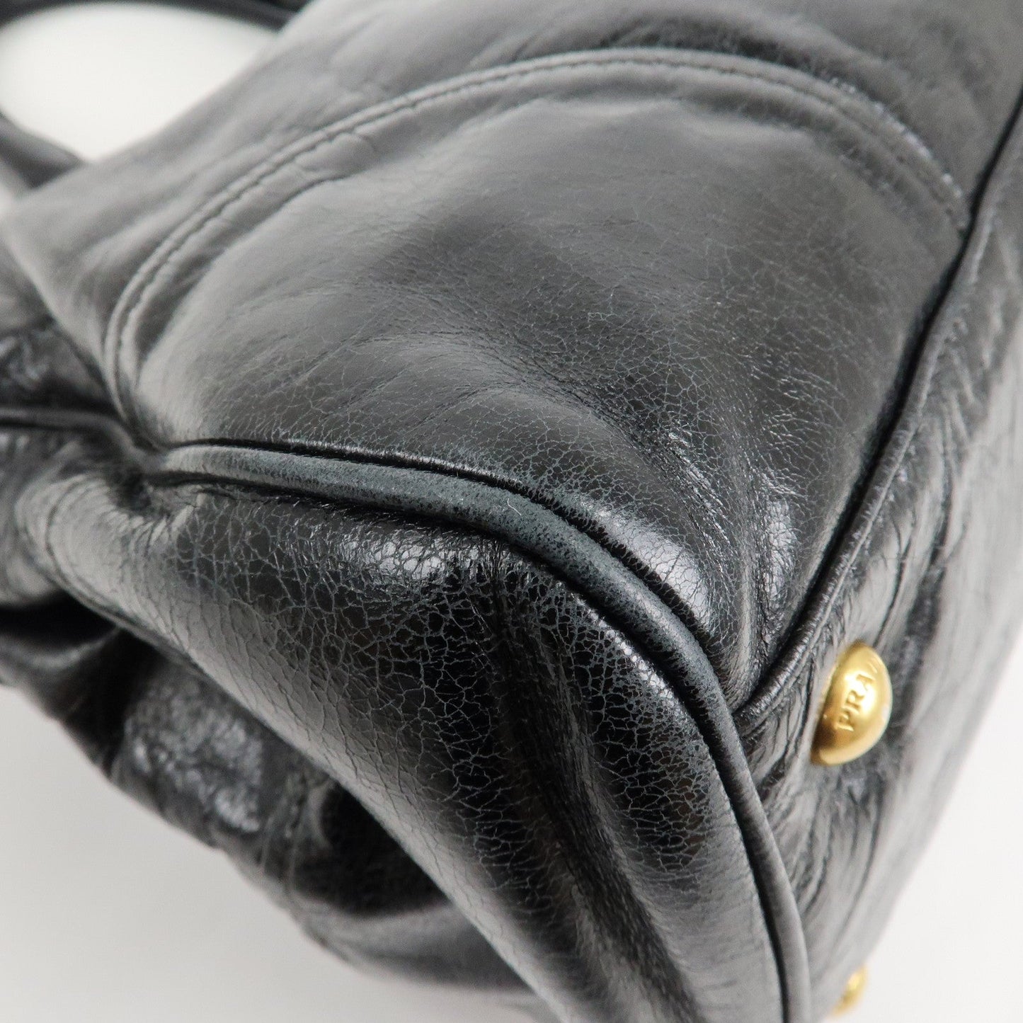 PRADA Leather 2Way Hand Bag Shoulder Bag Black BN2324  d