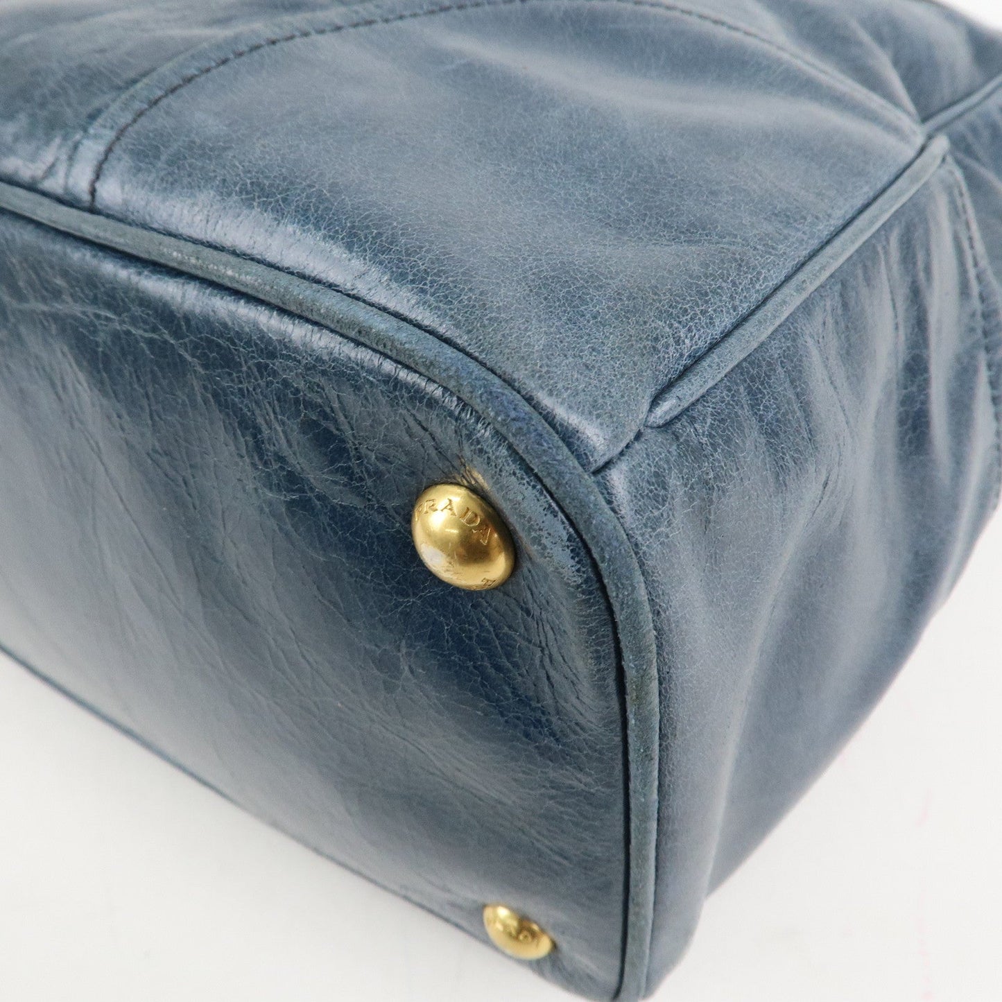 PRADA Leather 2Way Bag Hand Bag Shoulder Bag Blue BN2325  d
