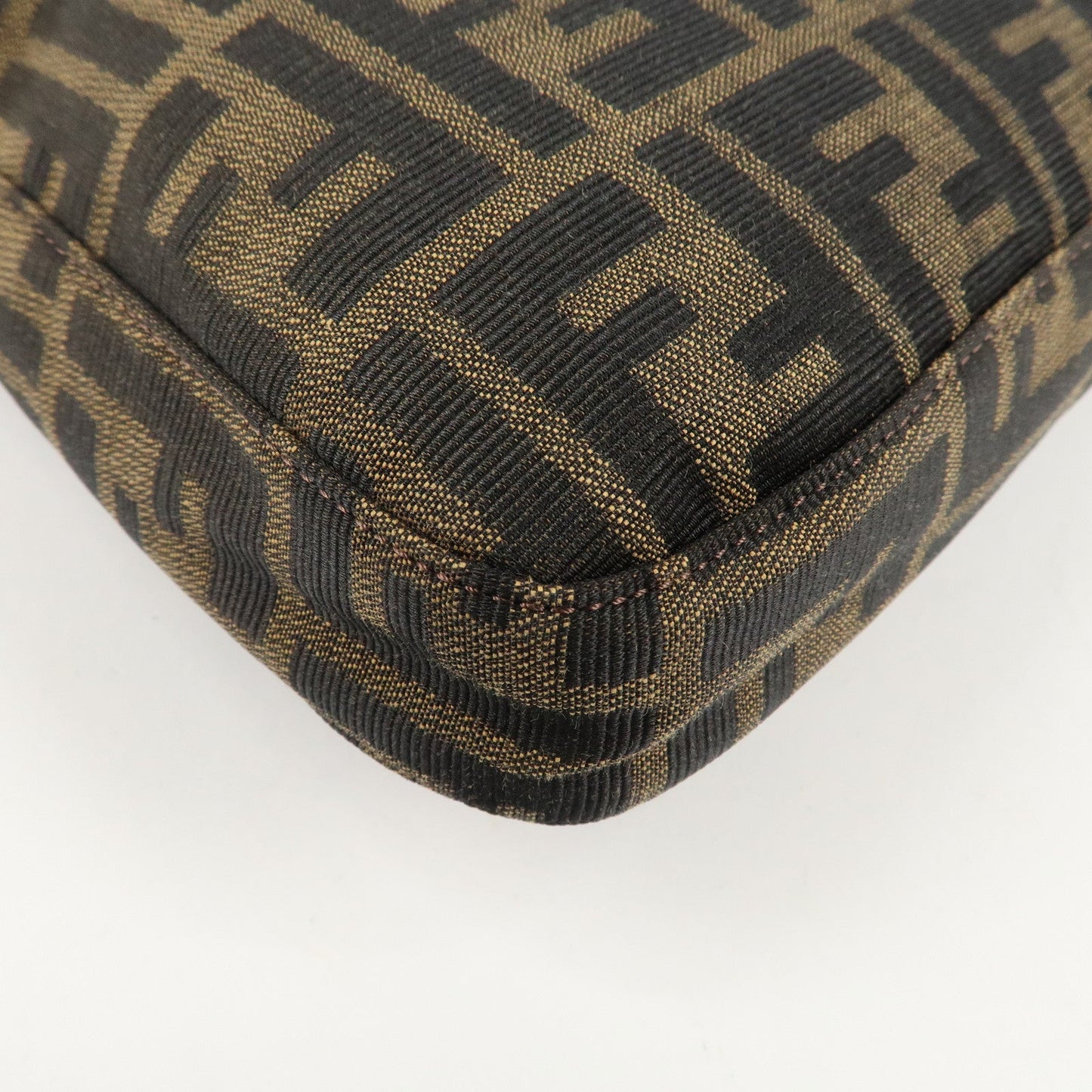 FENDI Zucca Canvas Leather Shoulder Bag Brown Black 26569  d