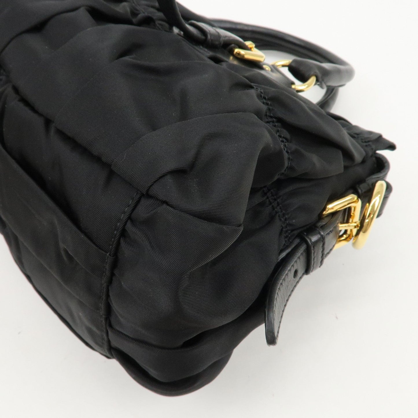 PRADA Logo Nylon Leather 2Way Bag Hand Bag Black NERO BN1407  d