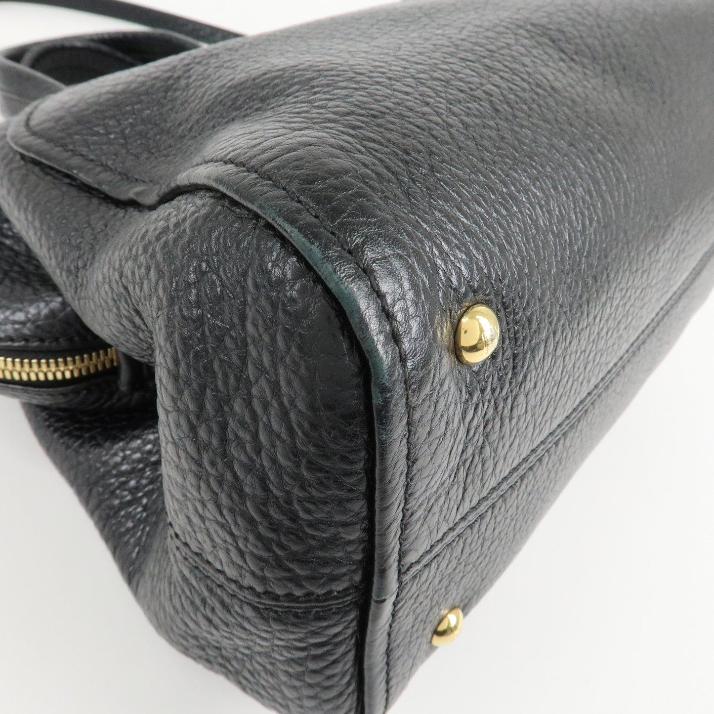 FENDI Chameleon Leather 2WAY Bag Hand Bag Black 8BL114  d