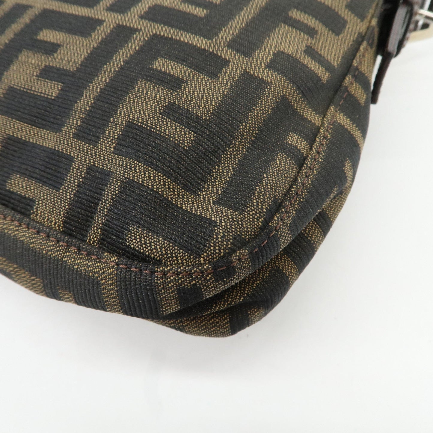 FENDI Mamma Baguette Zucca Canvas Leather Shoulder Bag 26424  d