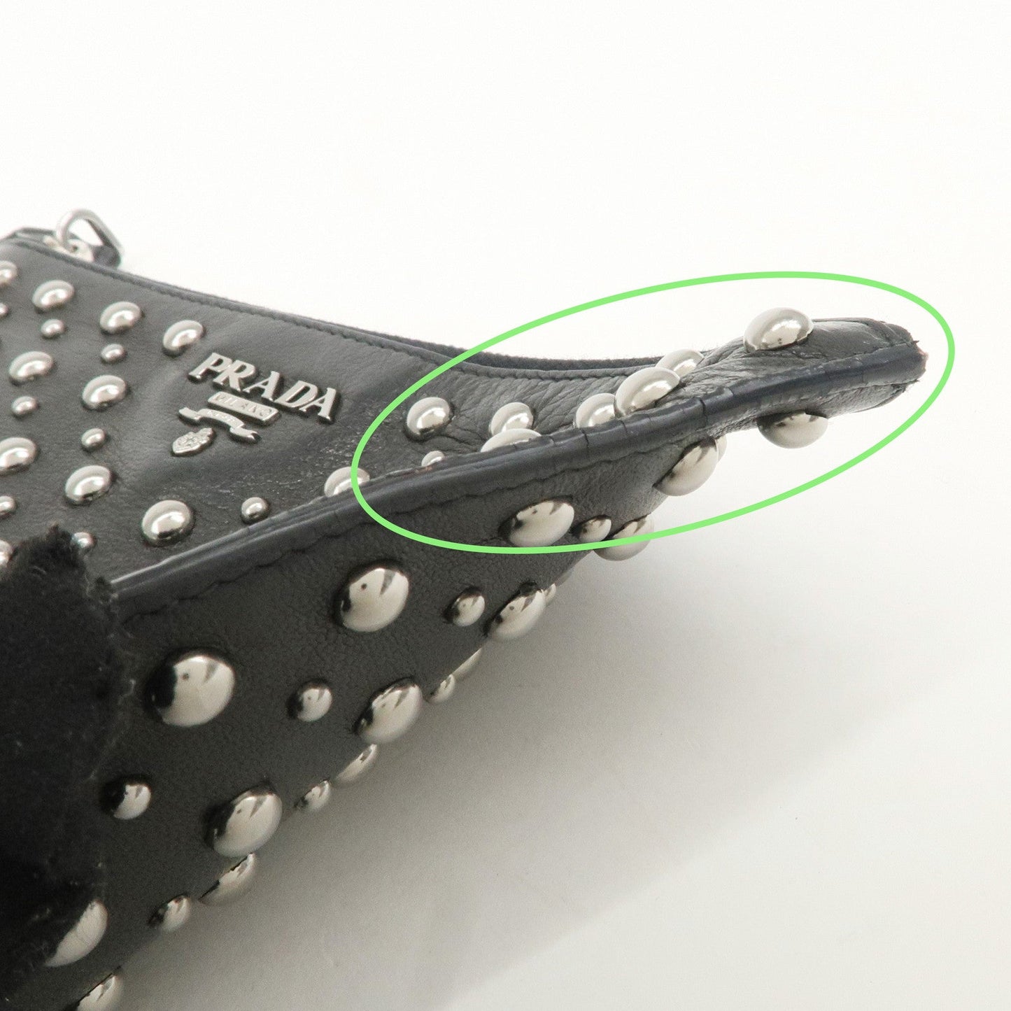 PRADA Leather Pouch Studs Black  d