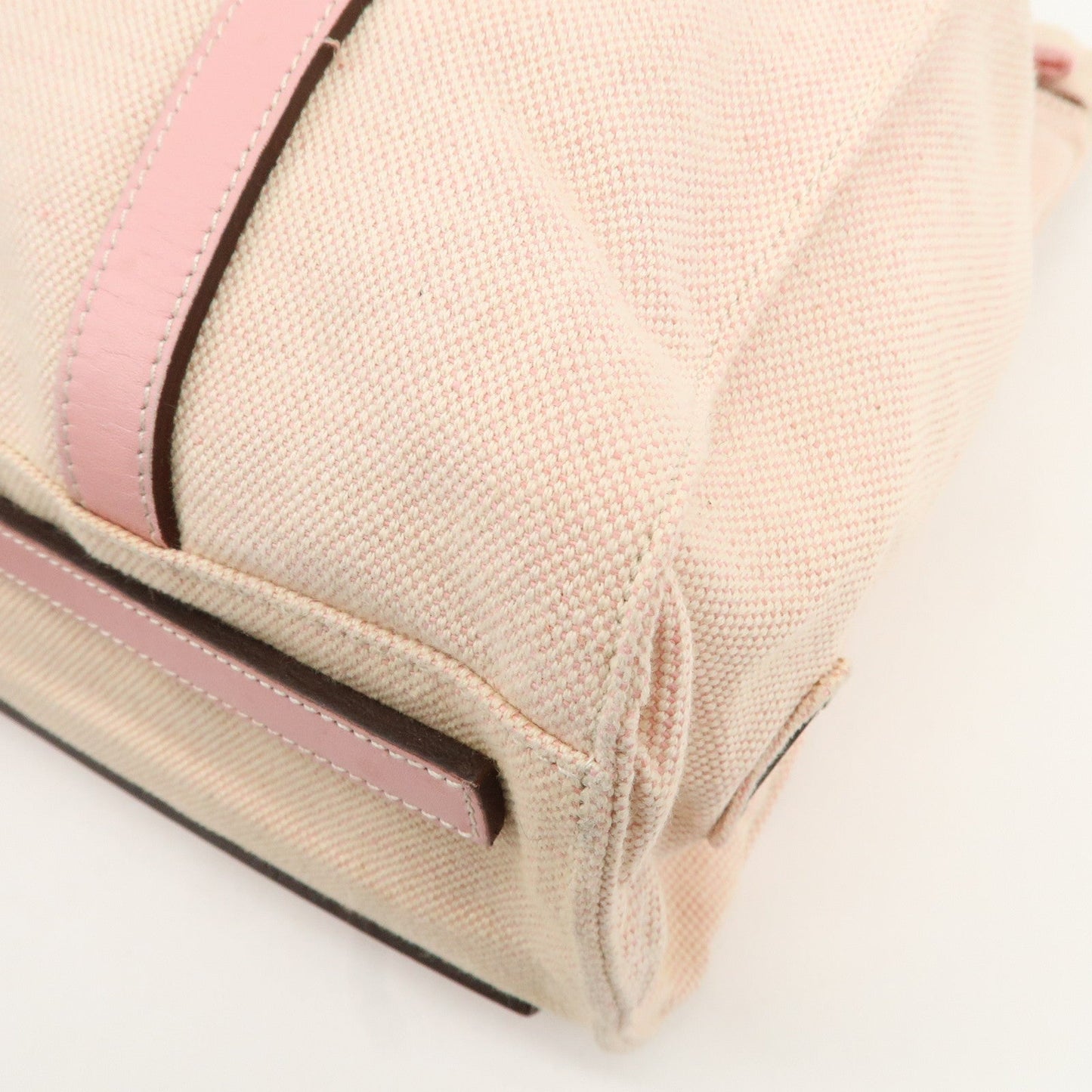PRADA Canvas Leather Nylon Tote Bag Hand Bag Pink Silver HDW  d