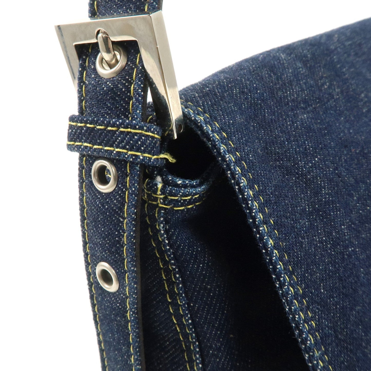 FENDI Denim Leather Mamma Baguette Shoulder Bag 26325  d
