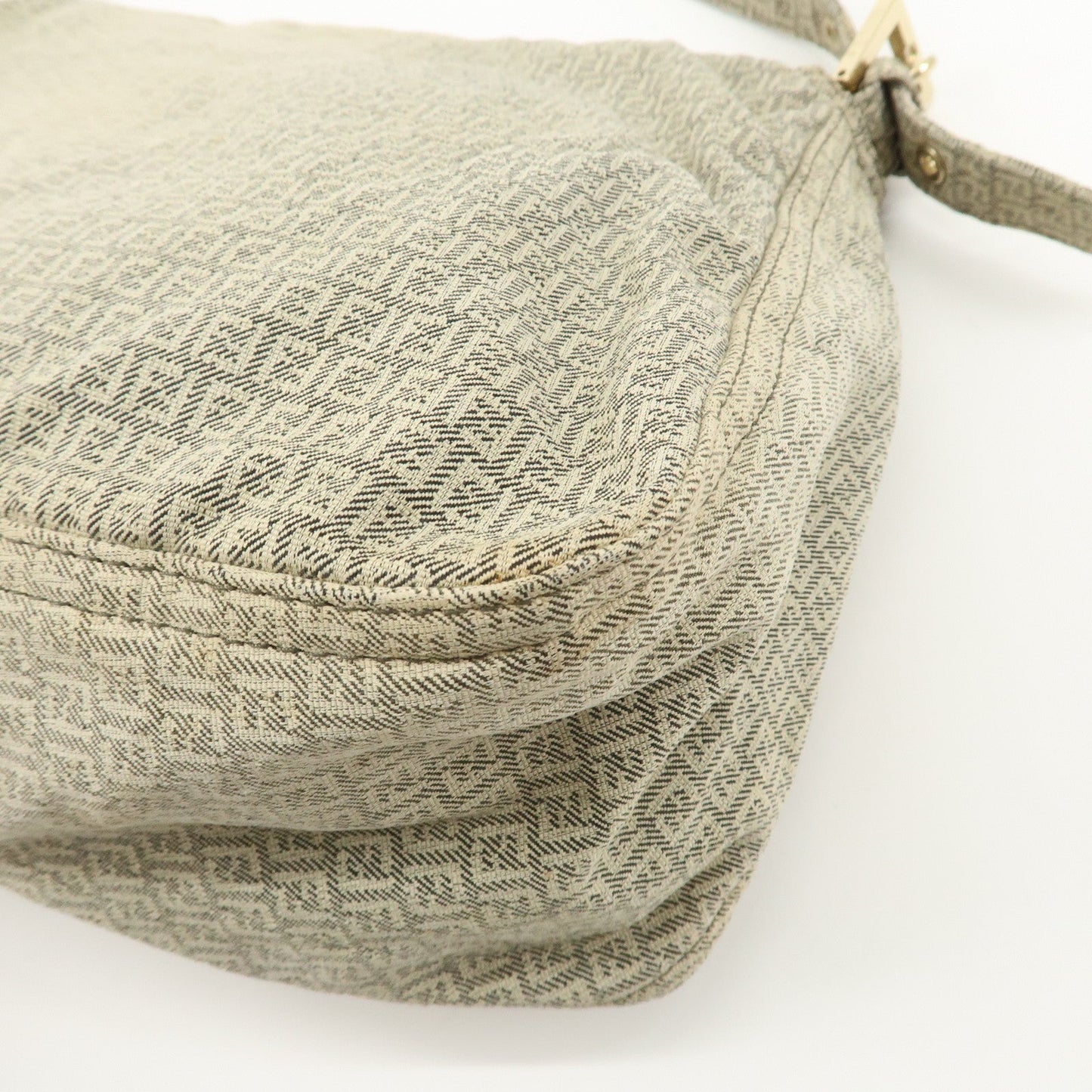FENDI Mamma Baguette Micro FF Canvas Shoulder Bag Gray 8BR001  d