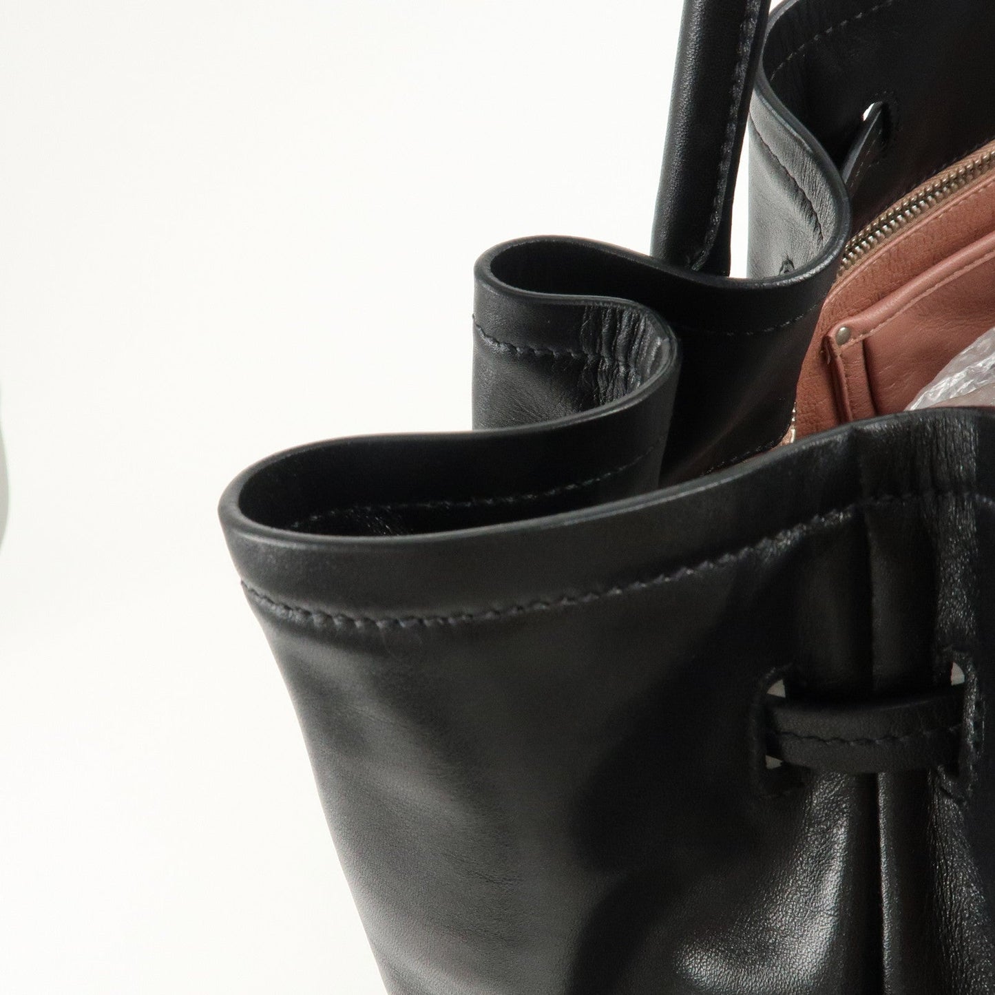 PRADA Leather Tote Bag Shoulder Bag Black BR3616  d