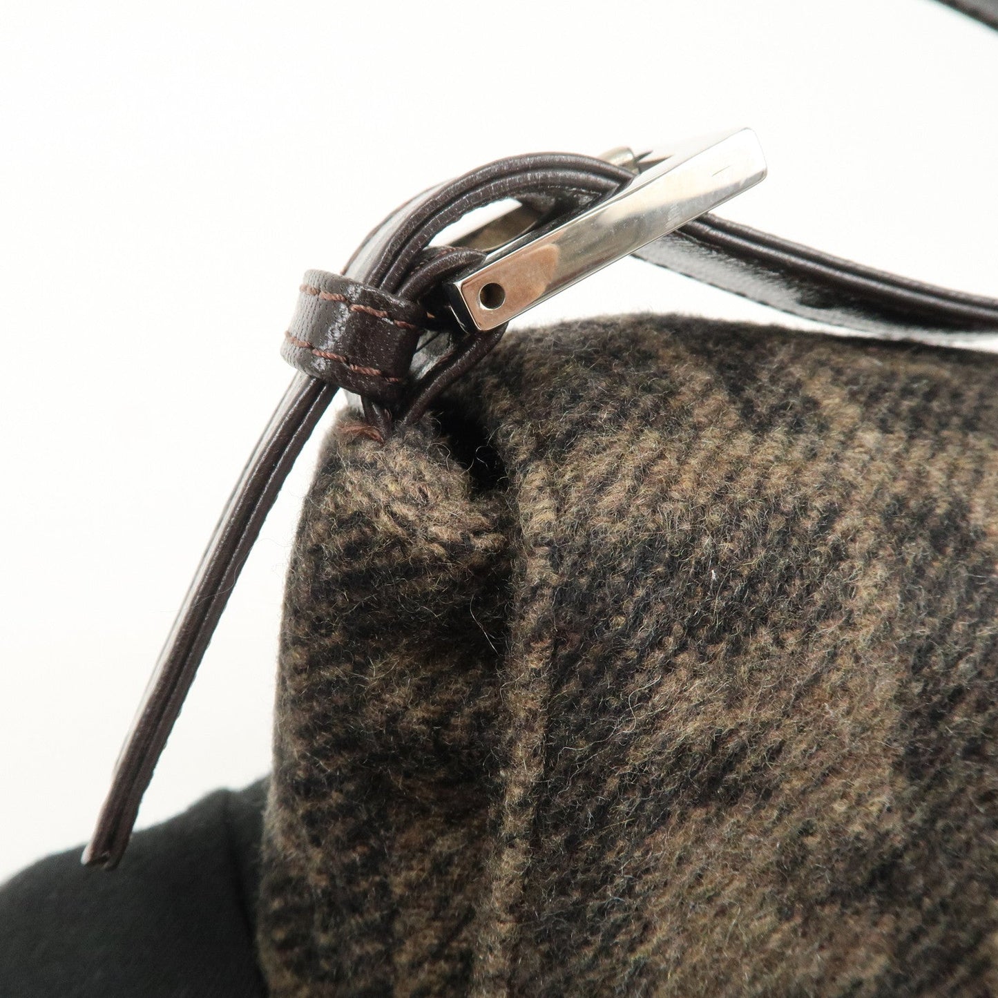 FENDI Mamma Buguette Zucca Wool Leather Shoulder Bag 26424  d