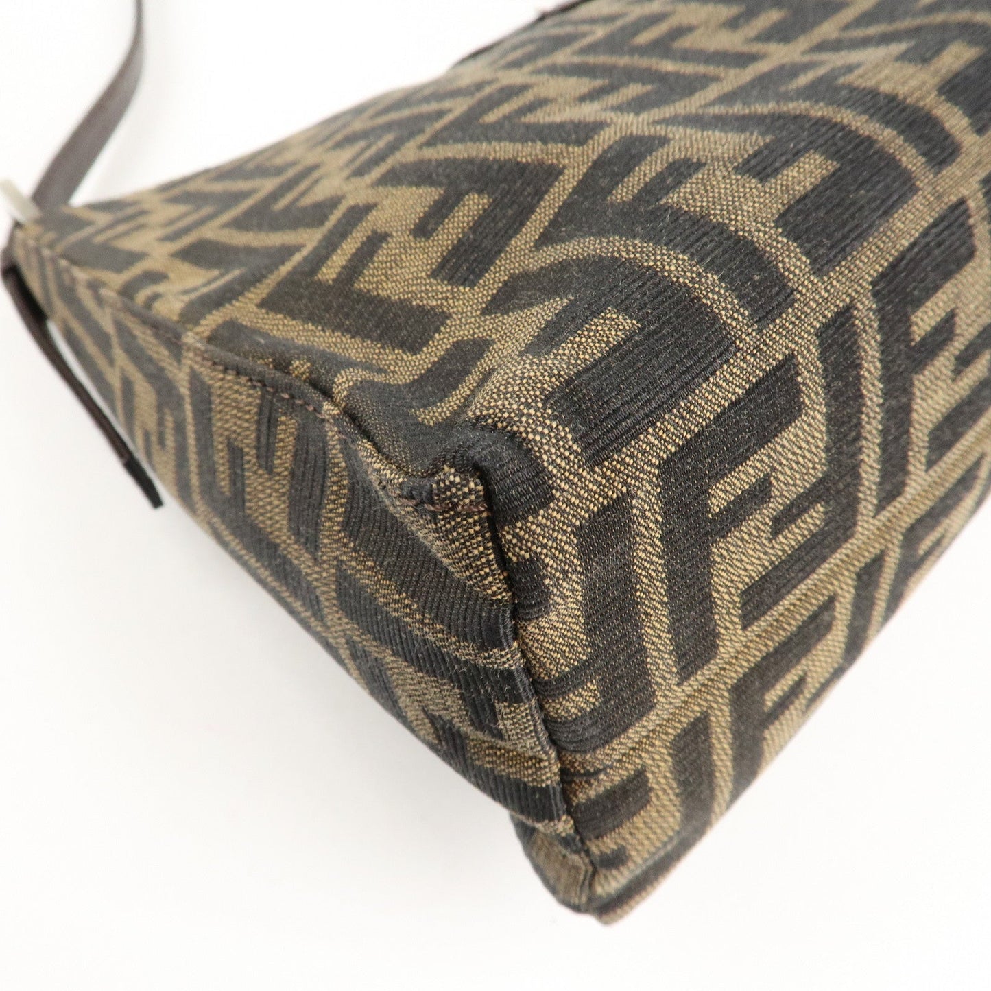 FENDI Zucca Canvas Leather Shoulder Bag Brown Black 9161150001  d