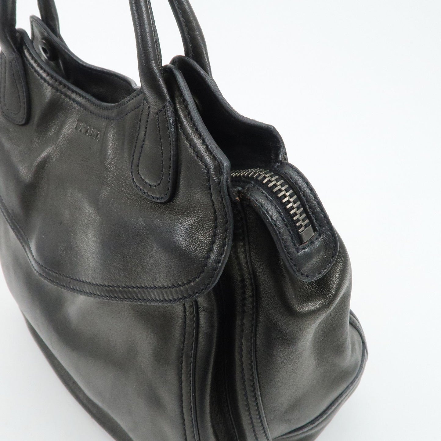 PRADA Leather Tote Bag Black  d