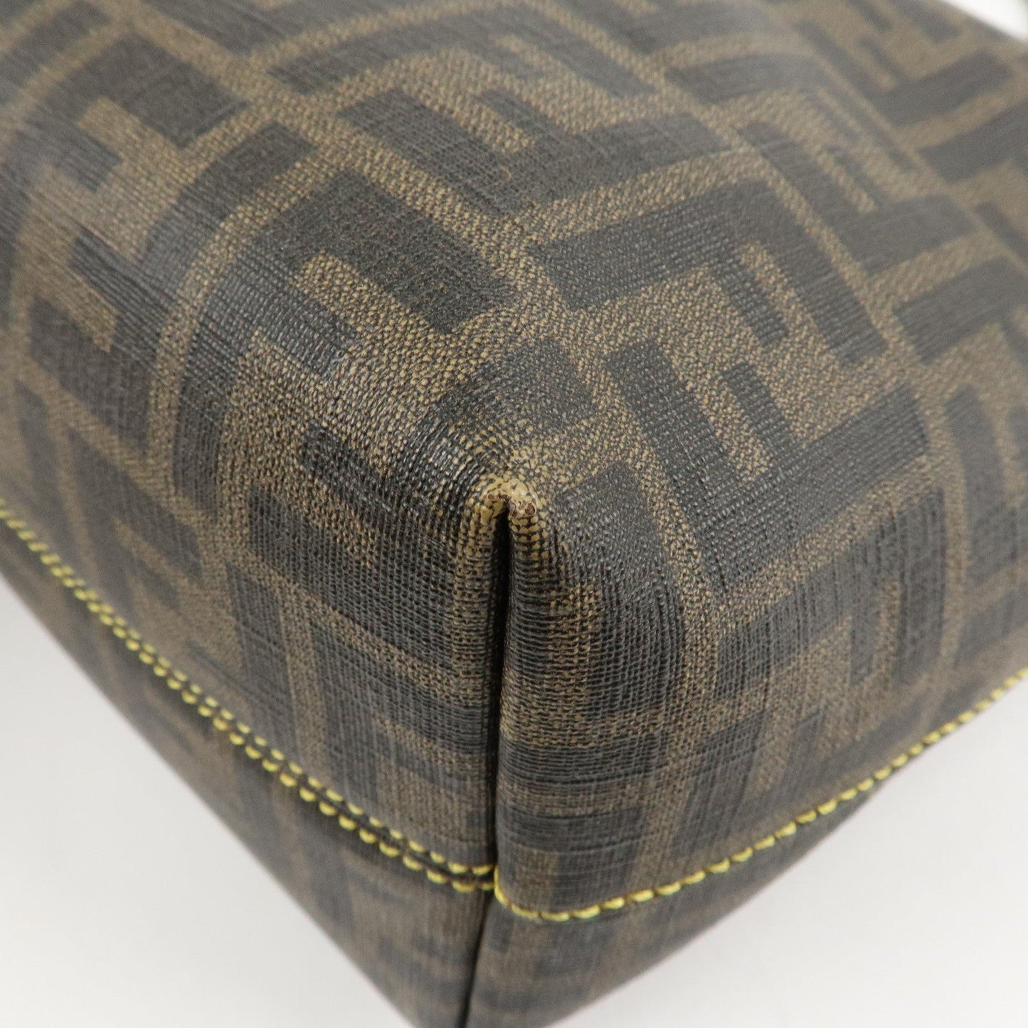 FENDI Zucca Logo Print PVC Tote Bag Brown Black 8BH198  d