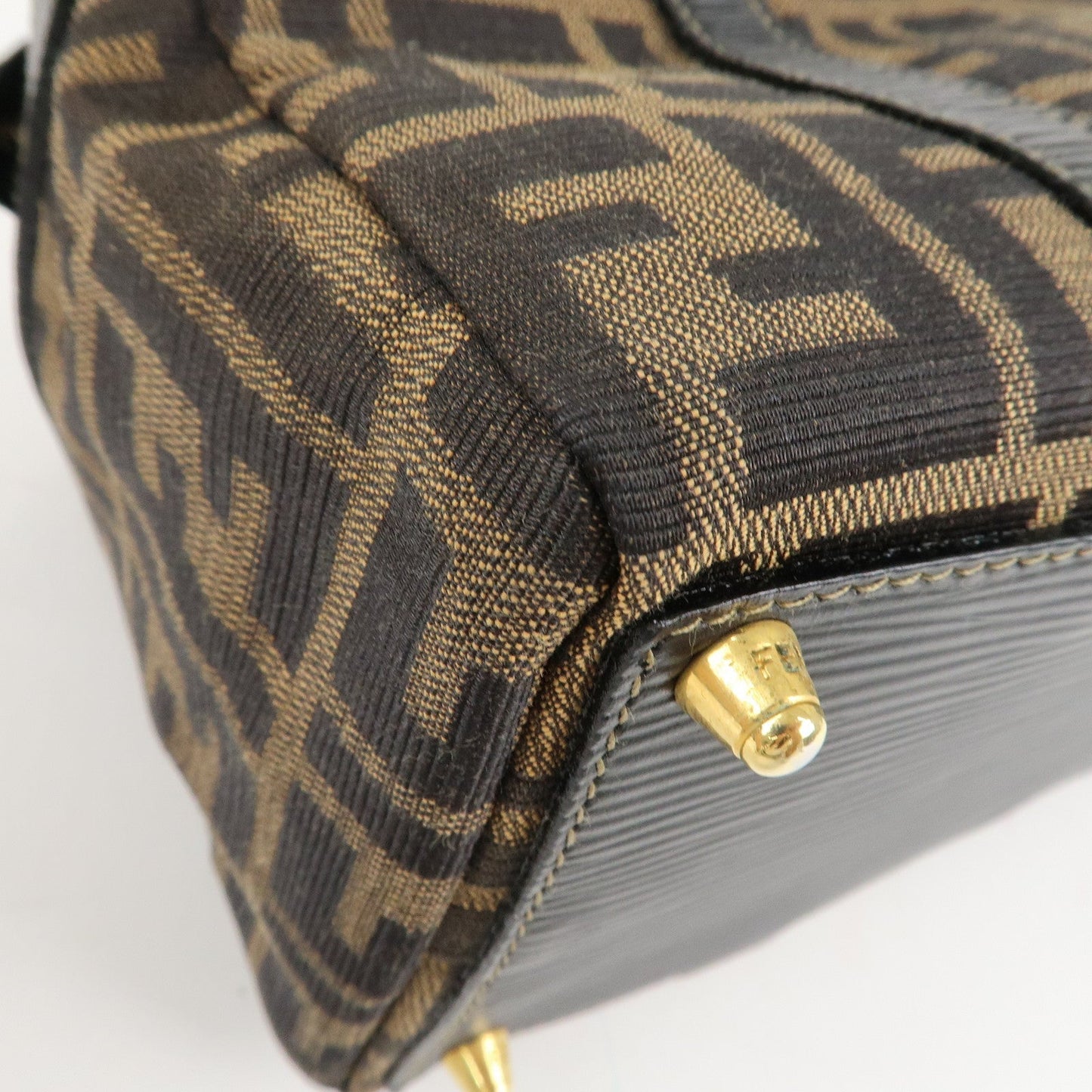 FENDI Zucca Canvas Leather 2WAY Bag Brown Black 261470  d