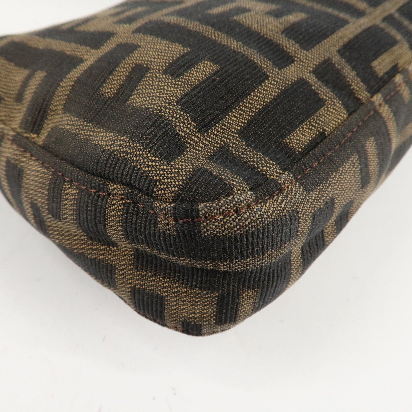 FENDI Mamma Baguette Canvas Shoulder Bag Brown Black 26424  d