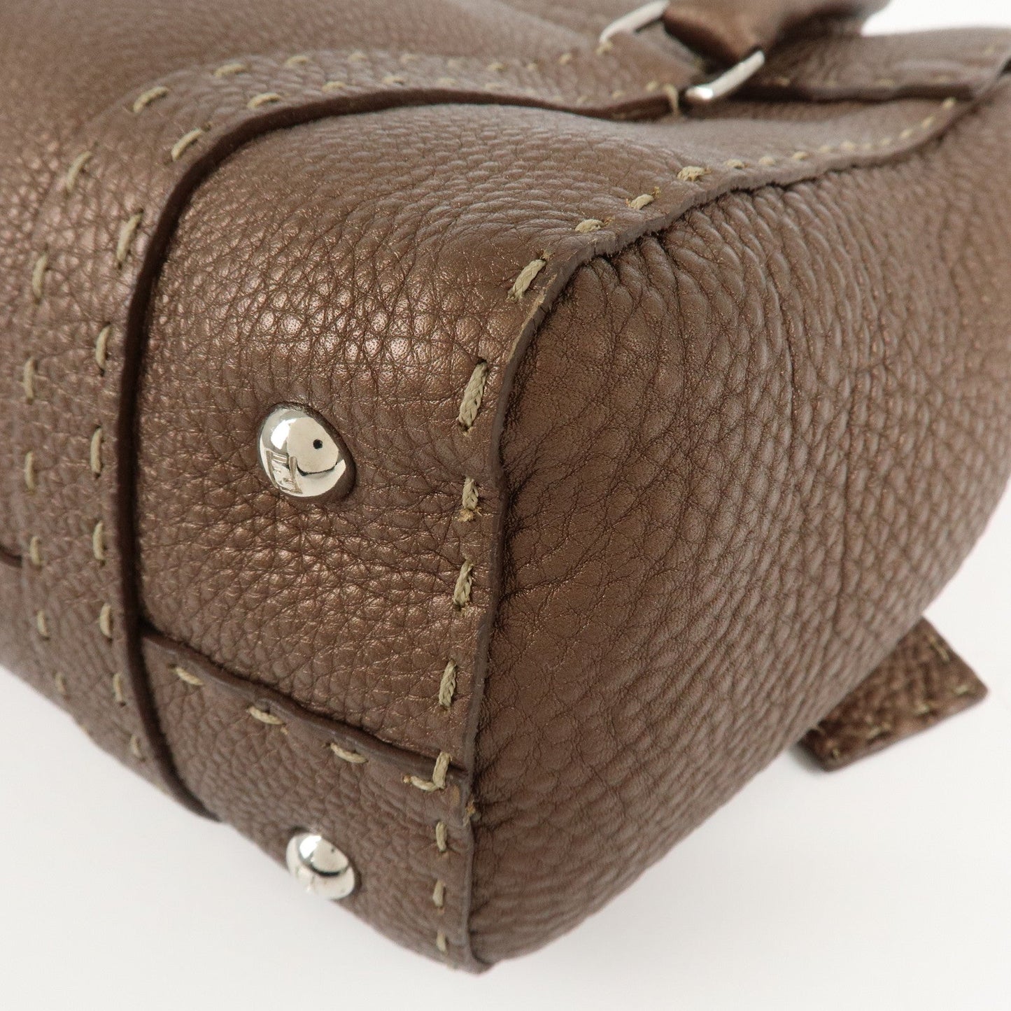 FENDI Selleria Leather Linda Hand Bag Brown 8BR547  d