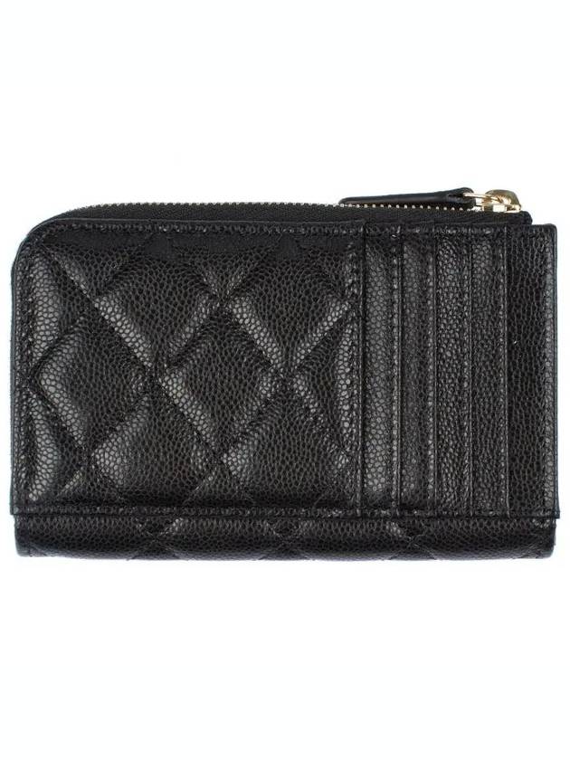 CC Logo Gold Hardware Caviar Zipper Card Wallet Black Chanel