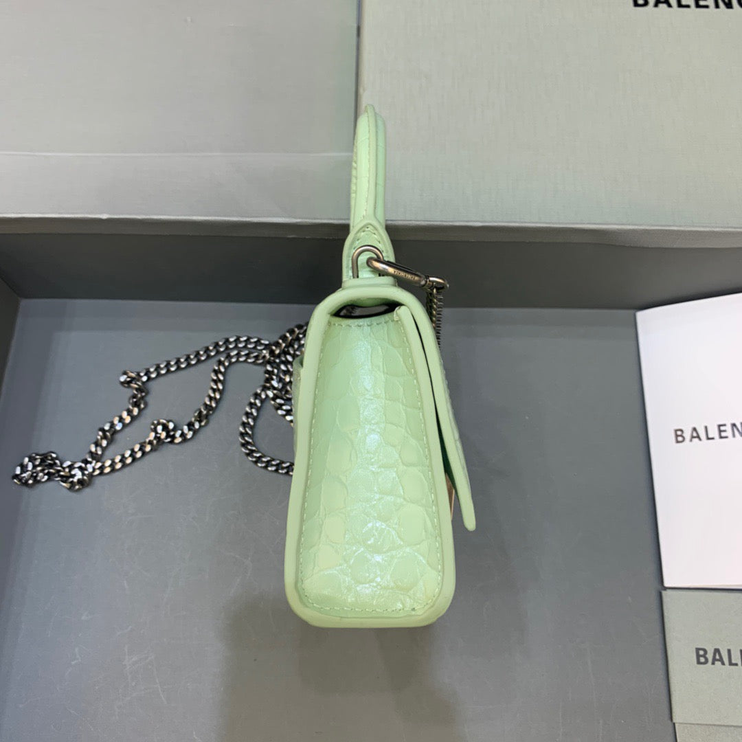 Top Quality Hourglass Mini Handbag With Chain In Light Green, For Women,  Bags 4.7in/12cm