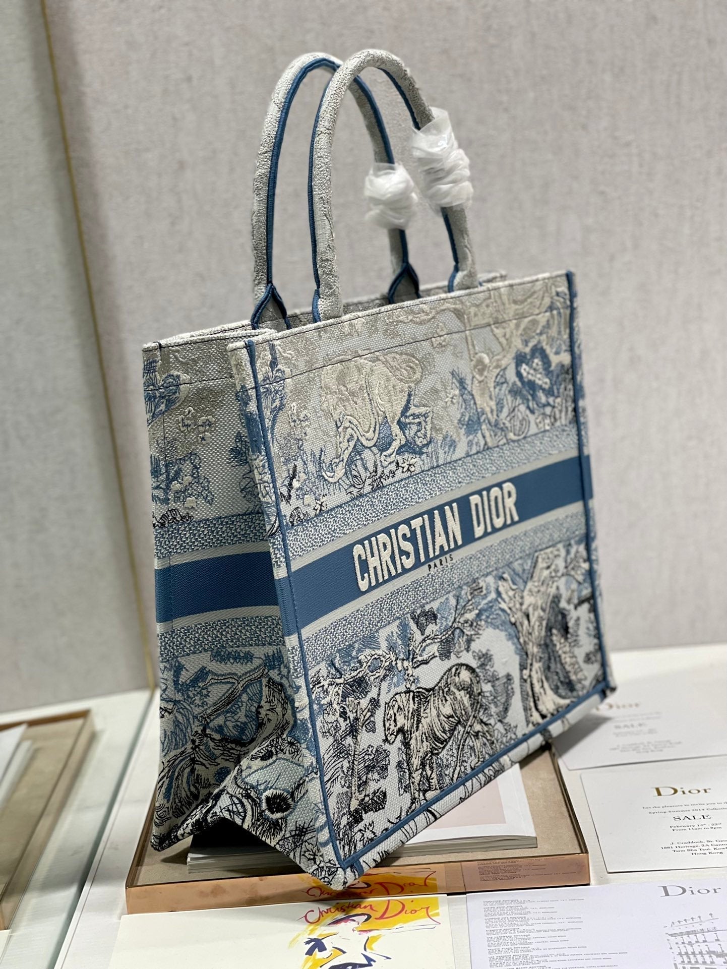 Top Quality Large Book Tote Bag Blue For Women 42cm/16in CD