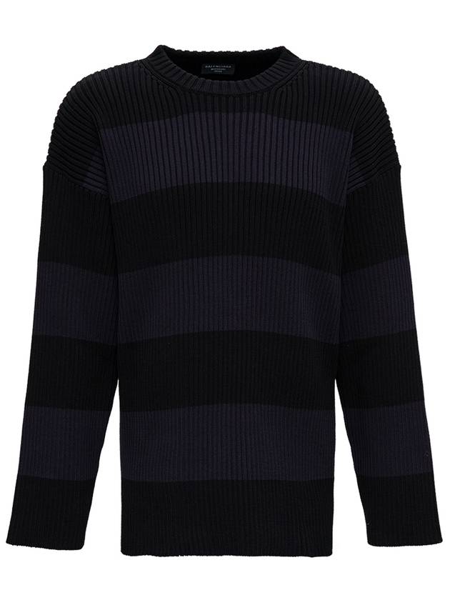 Luxury Balenciaga Trending 2025 Back BB Logo Stripe Cotton Knit Top Black