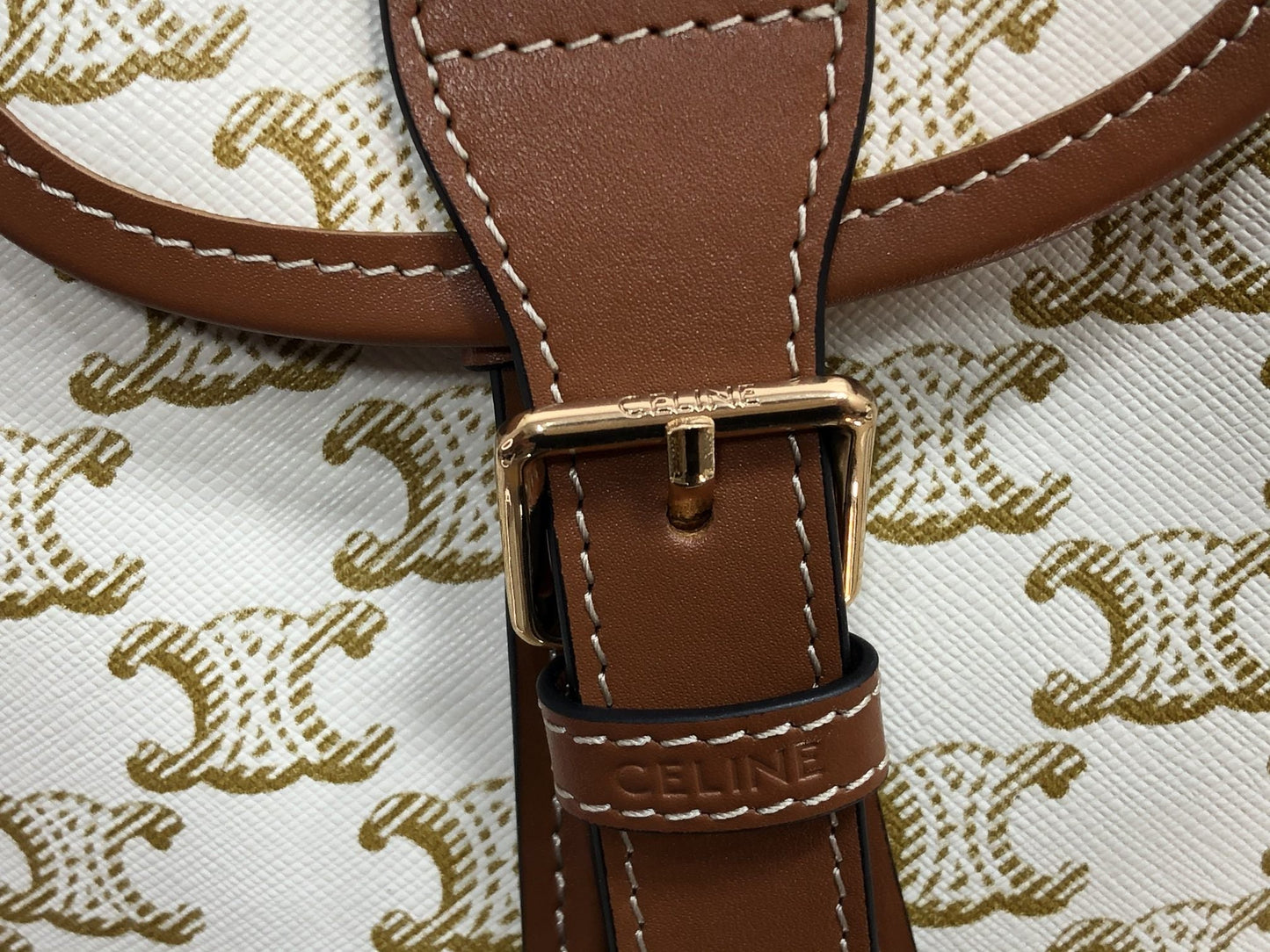 Top Quality Mini Backpack Folco In Triomphe Canvas White For Women 7in/20cm 197662CAS.01BC