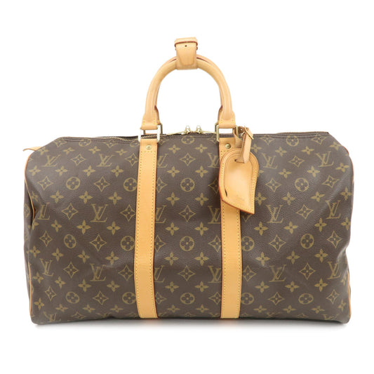 Louis Vuitton Monogram Keep All 45 Boston Bag Brown M41428  d