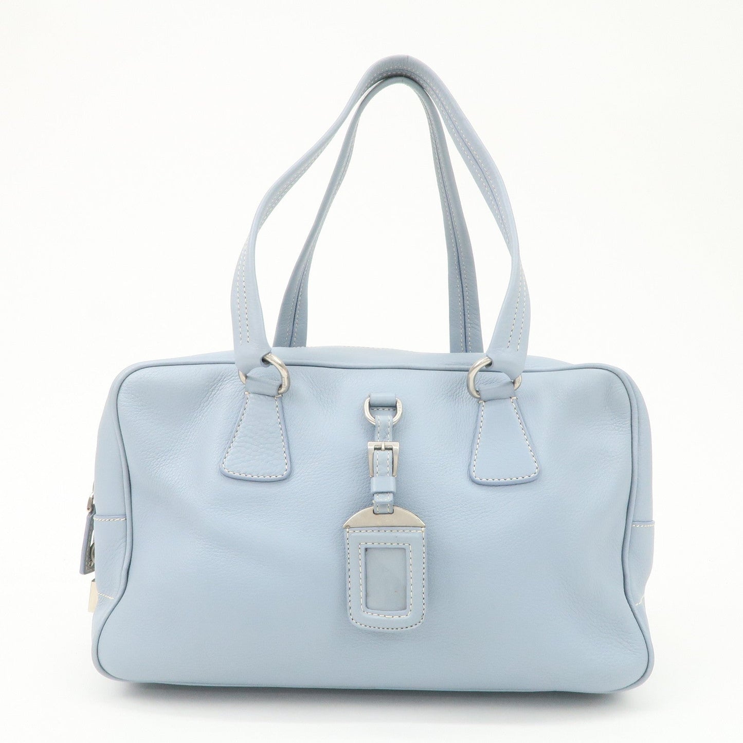 PRADA Leather Boston Bag Shoulder Bag Blue BR2246  d