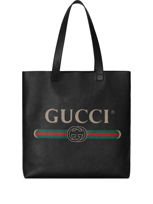 Gucci - logo-print leather tote bag - men - Leather - One Size - Black