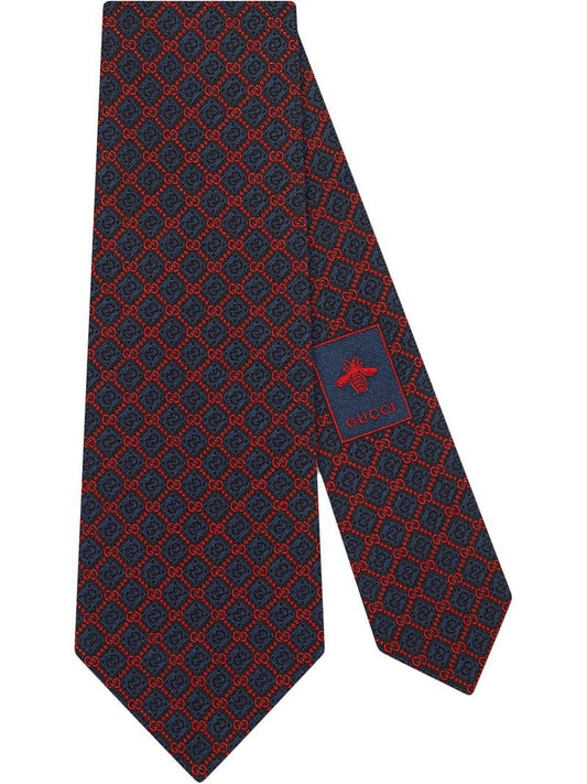 Gucci - GG rhombus motif silk tie - men - Silk - One Size - Blue