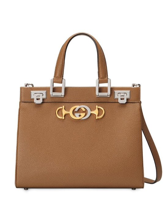 Gucci - Gucci Zumi grainy leather medium top handle bag - women - Leather/metal - One Size - Brown