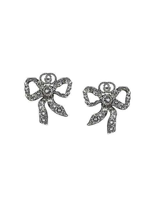Gucci - crystal bow earrings - women - Crystal/metal - One Size - Metallic