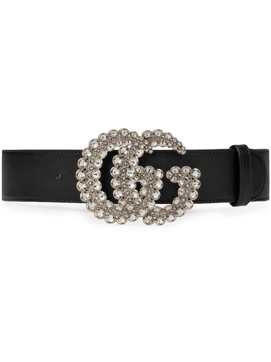 Gucci - GG crystal leather belt - women - Leather/metal - 70, 65 - Black