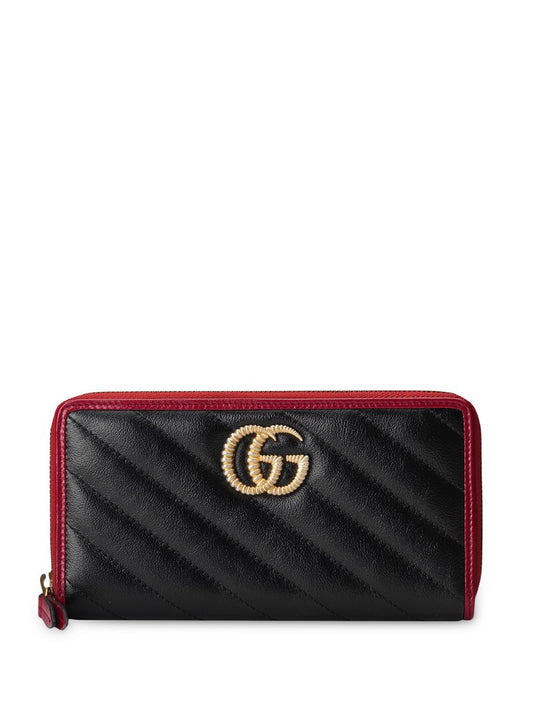 Gucci - GG marmont wallet - women - Leather/Silk/metal - One Size - Black