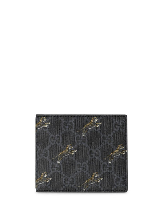 Gucci - GG wallet with tiger print - men - Canvas/Leather - One Size - Black