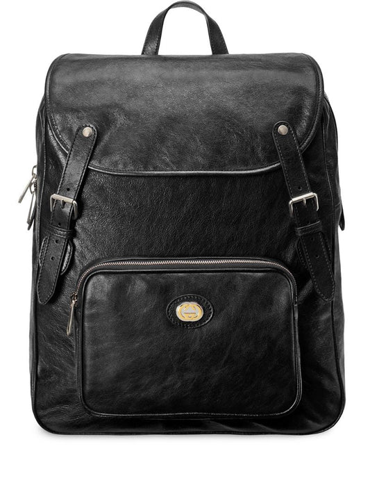 Gucci - Medium soft leather backpack - men - Cotton/Linen/Flax/Leather - One Size - Black