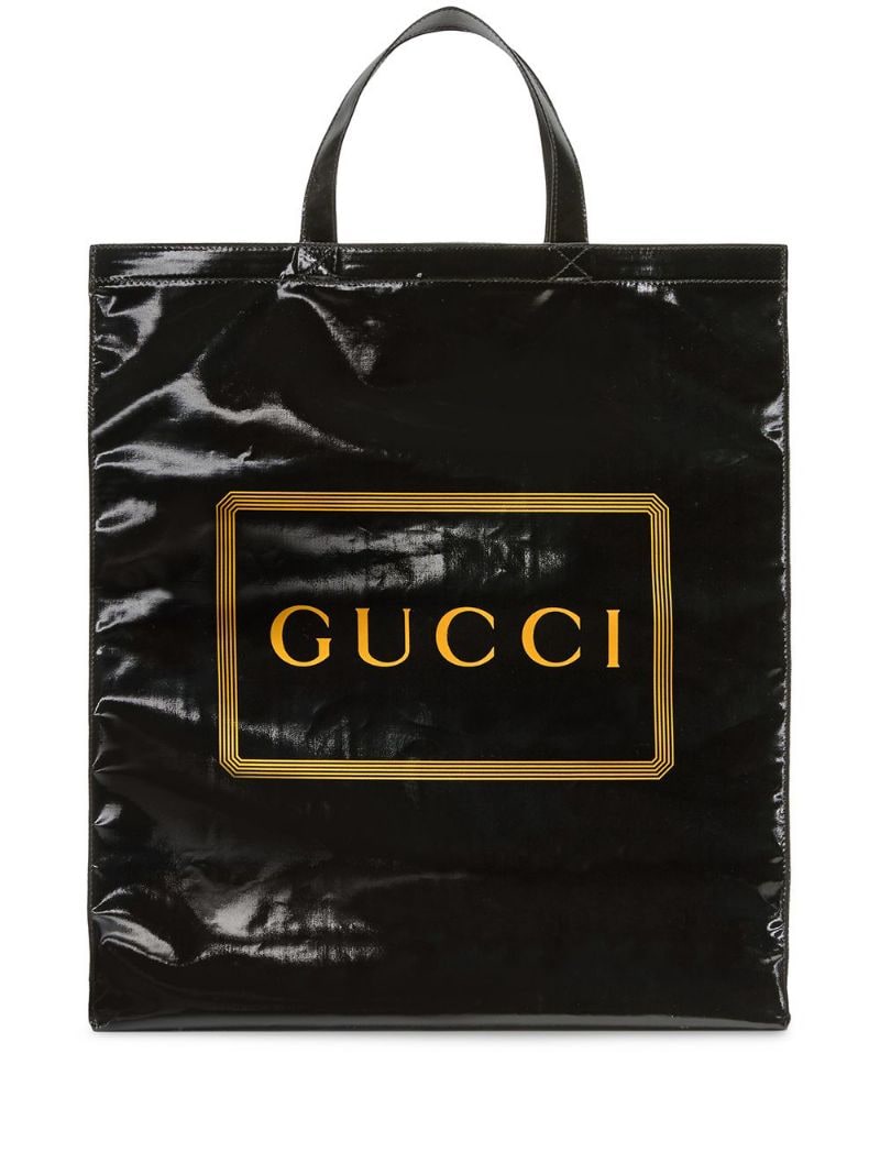 Gucci - medium gucci print tote - men - Cotton - One Size - Black