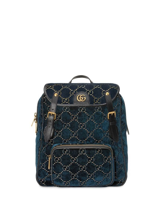 Gucci - small GG pattern backpack - men - Leather/Velvet - One Size - Blue